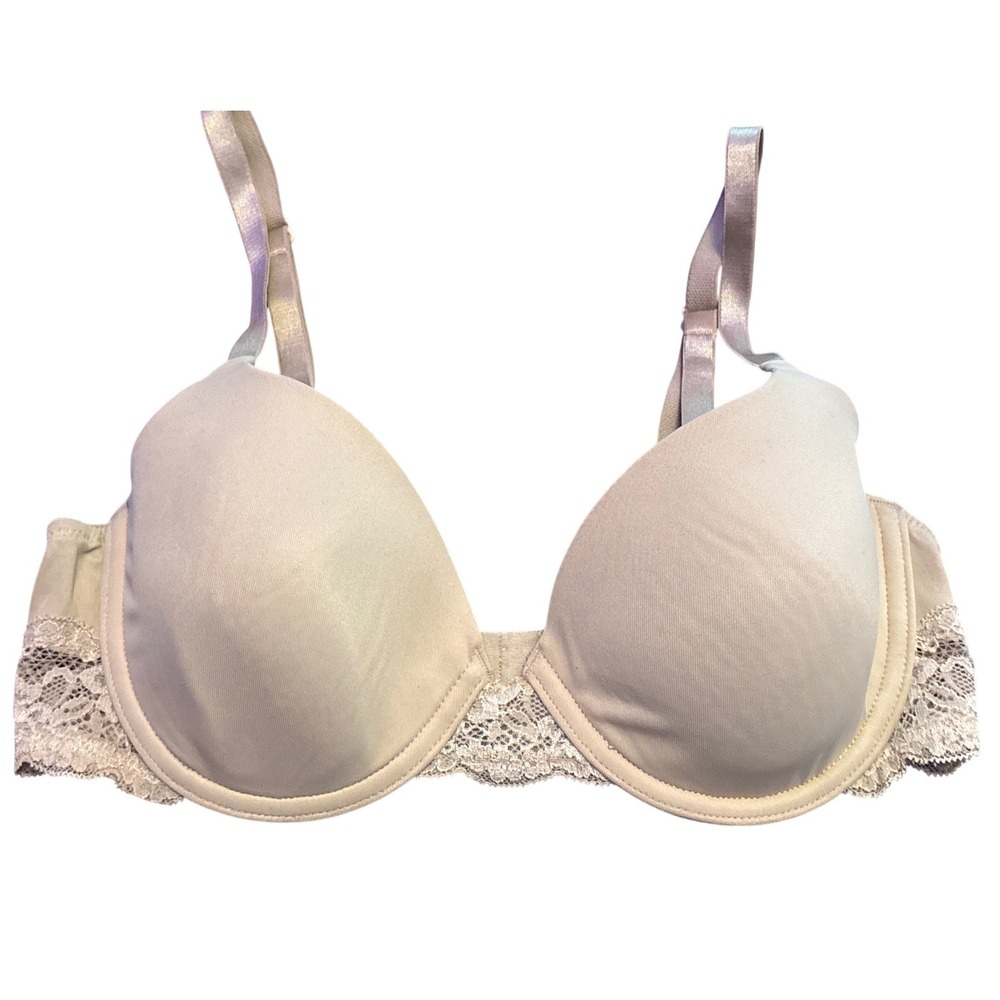 Ellen Tracy Lace Padded Underwire T-Shirt Bra Nude Beige Style 59415P2 34C